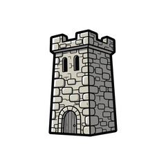 Illustrated Medieval Stone Tower Castle Turret.