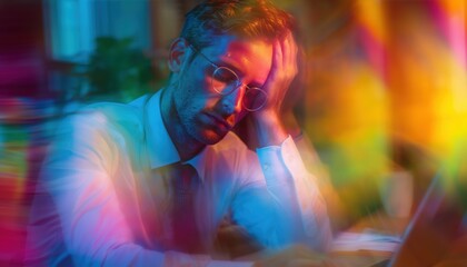 Male Business Professional Experiencing Exhaustion, Weakness, And Burnout: Recognizing Symptoms Of Mental Fatigue, Depression, And Poor Health.