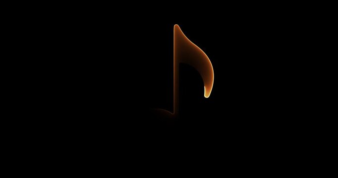 Glowing Red Music Note Icon on Black Background symbol sound