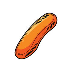 Cartoon Orange Sausage Illustration Single Item.