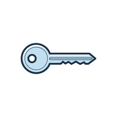 Simple Silver Metal Key Icon Illustration For Access.