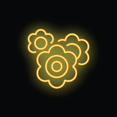 Neon yellow gears turning on a black background, perfect for representing concepts like teamwork and industry