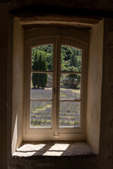 Fototapeta premium Lavender field through window