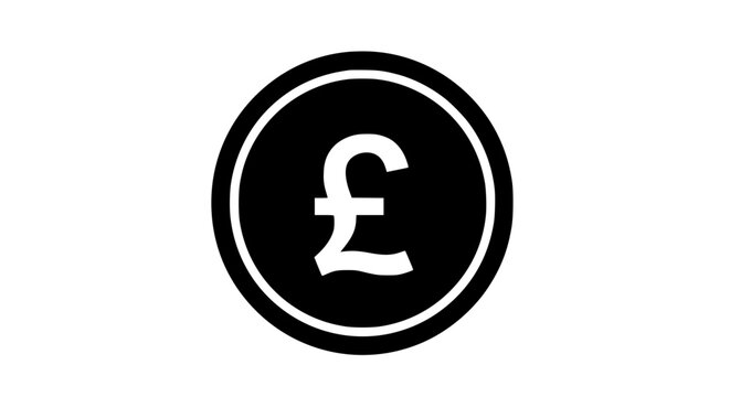 British currency circle symbol black white icon