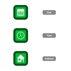 date, time, address icons.vector and editable