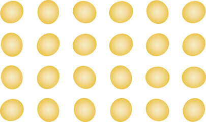 A grid of yellow oval shapes with subtle shading, resembling seeds or small pebbles, isolated on a