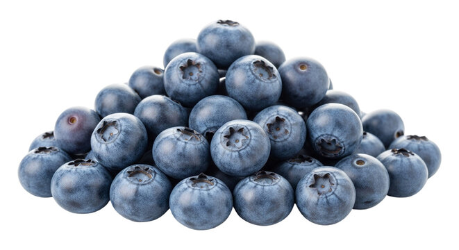 Pile of fresh blueberries isolated on transparent background for healthy eating