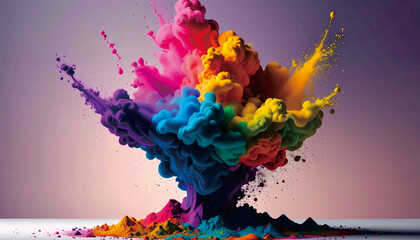 Explosion of Colorful Paint Splash in Abstract Art Background