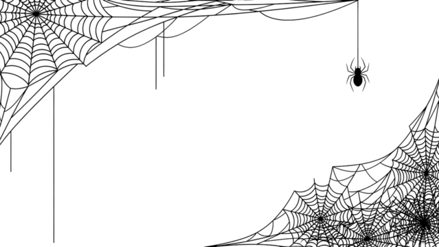 Spiderweb vector illustration with hanging spider creepy cobweb corner elements for Halloween designs isolated on whi - Powered by Adobe