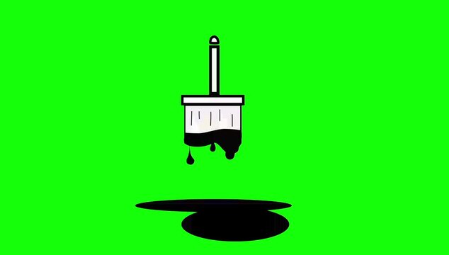 paintbrush illustration with dripping black ink 