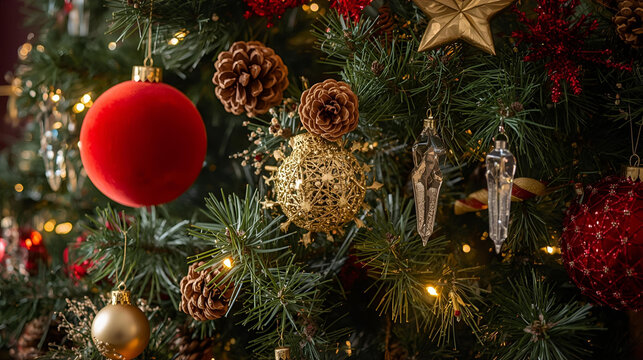 Festive christmas tree ornaments perfect for holiday images backgrounds gift cards templates