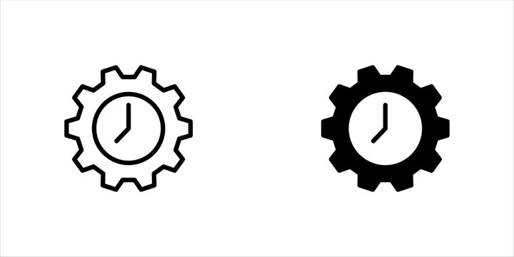 time management icon. time management, colck and gear setting symbol template for graphic and web design collection logo vector illustration vector illustration, eps 10
