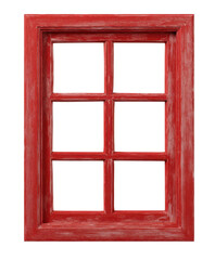 Fototapeta premium red simple wood window isolated on white or transparent png