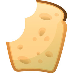 Illustration of a slice of bread with a bite taken out of it on a transparent background a simple food graphic