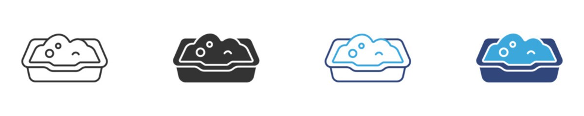  cat litter box icon set, vector illustration .  