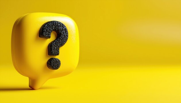 Yellow Question Mark Speech Bubble - A Vibrant Speech Bubble Overlaying A Yellow Background, Perfect For Adding Emphasis Or Posing A Question.