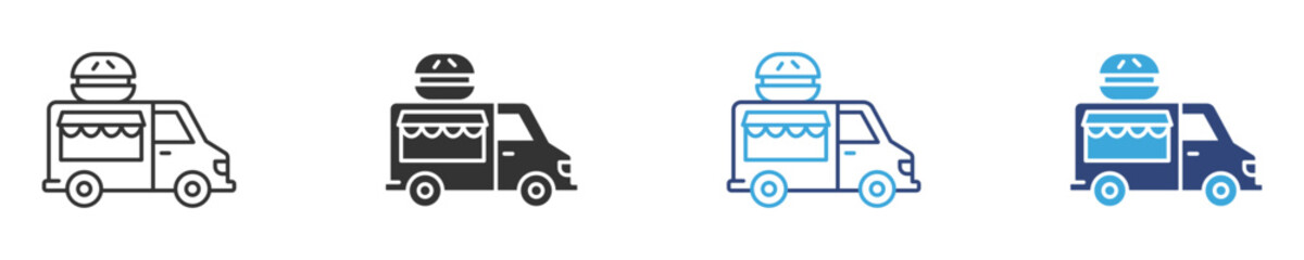 Food truck icon set, Street food truck icon, vector illustration .  