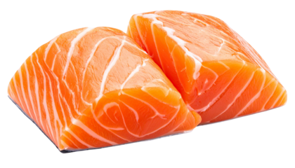 Dual collection of premium salmon fillets with rich orange tone isolated on transparent background
