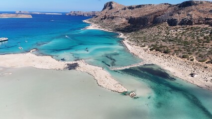 Balos bay on Crete (Greece) with crystal clear blue water and beautiful landscape
