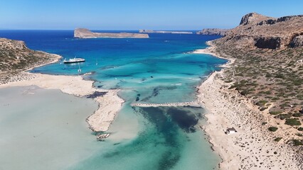 Balos bay on Crete (Greece) with crystal clear blue water and beautiful landscape