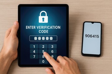 Two-factor authentication using keypad and code on devices