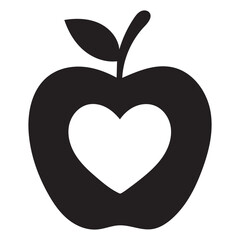 Apple with Heart Silhouette – Minimal Vector Icon for Healthy Nutrition