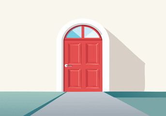 Fototapeta premium Red Arch Door Vector Illustration