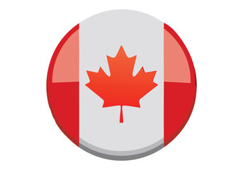 Obraz premium Round Canada Flag Vector Icon