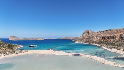 Balos bay on Crete (Greece) with crystal clear blue water and beautiful landscape