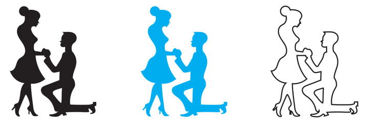 Man proposing to woman icon. romance proposal relationship celebration. vector illustration. EPS 10