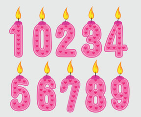 number birthday candless collection,with love number