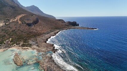 Balos bay on Crete (Greece) with crystal clear blue water and beautiful landscape