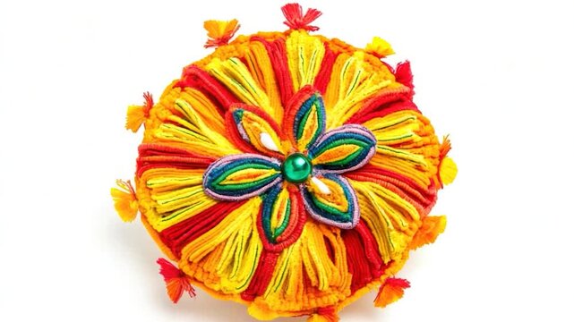 A close-up shot of a vibrant object on a white background