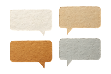 Four textured speech bubbles blank empty