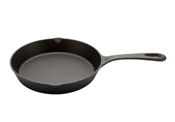 Antique Cast Iron Skillet with Hanging Loop Handle Isolated on White or Transparent Background