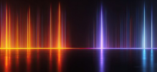 Obraz premium Abstract digital art piece showcasing vibrant vertical lines of color with a reflective surface