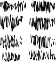 A collection of drawings in black pencil by a free hand.