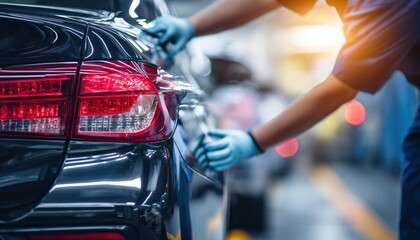 Thailand Car Plate Number Being Changed By Technician At Service Center - Service For Car Plate Replacement In Thailand.