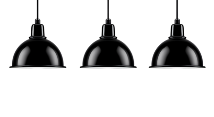 3 black pendant lights, Transparent background PNG