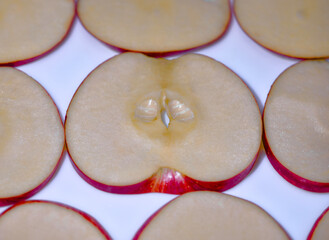 food stylist preparing apple halves for vibrant healthy snack photography session