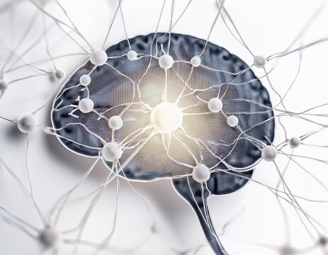 brain technology synapses on white background