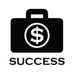 Black briefcase icon with dollar sign symbolizing financial success and business achievements