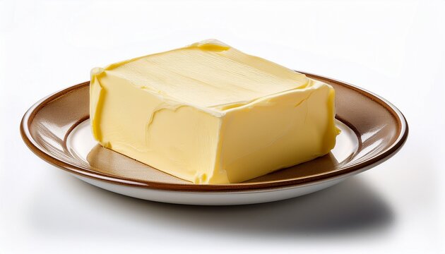butter in a plate on white background