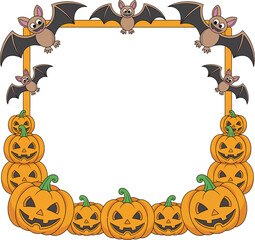 Autumn Halloween pumpkin frame border illustration vector for party invitation card