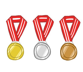 金、銀、銅メダルのイラスト