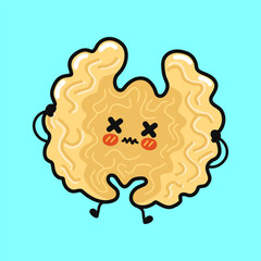 Cute walnut character having a dizzy brain