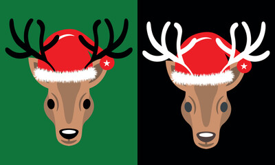 Holiday Deer Silhouette: Festive holiday deer head silhouette with red hat, symbolizing the joy and spirit of the holiday season, embodying joy and festivity.