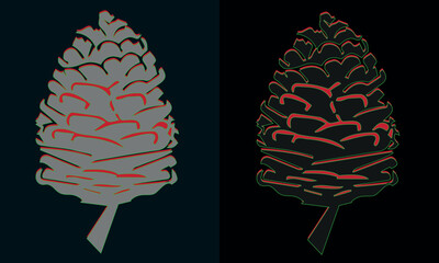Pine cone illustration with color palette: A captivating illustration showcases a detailed pine cone with a unique color palette, set against contrasting backgrounds.