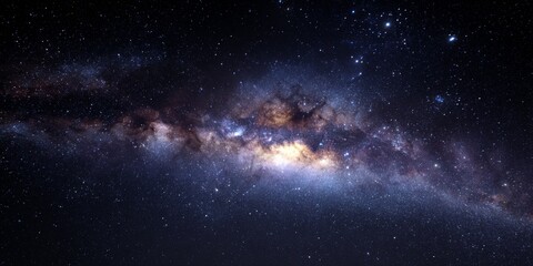 Naklejka premium Vast Night Sky with Twinkling Stars in a Deep Black Universe Filled with Celestial Beauty and Cosmic Mysteries