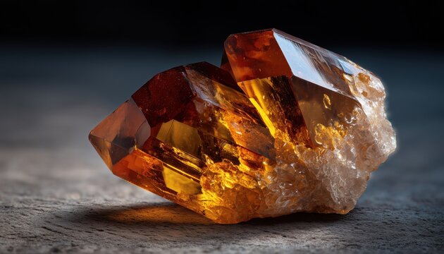 Detailed Macro Photography Of A Stunning Golden-Brown Topaz Crystal, Ideal For Nature And Mineral-Inspired Creations With Its Stunning Hues.